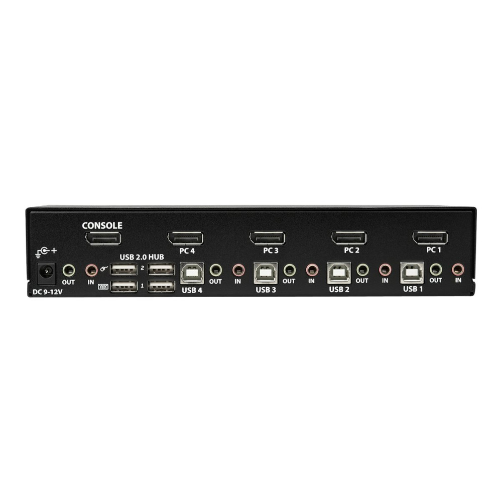 Produktbild för StarTech.com 4-ports DisplayPort KVM-switch med 4K 60 Hz upplösning - omkopplare för tangentbord/video/mus/ljud - 4 portar
