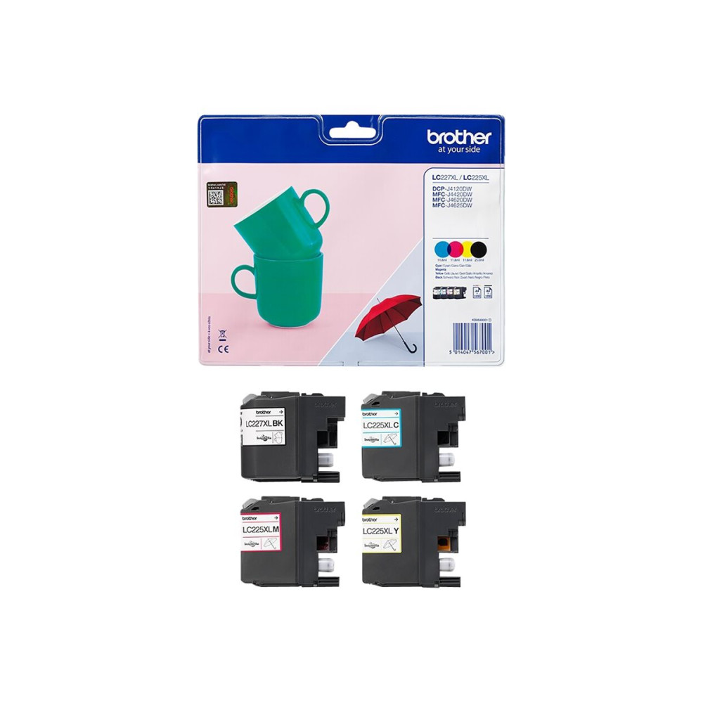 Produktbild för Brother LC227XLVALBP - 4-pack - Lång livslängd - svart, gul, cyan, magenta - original - bläckpatron