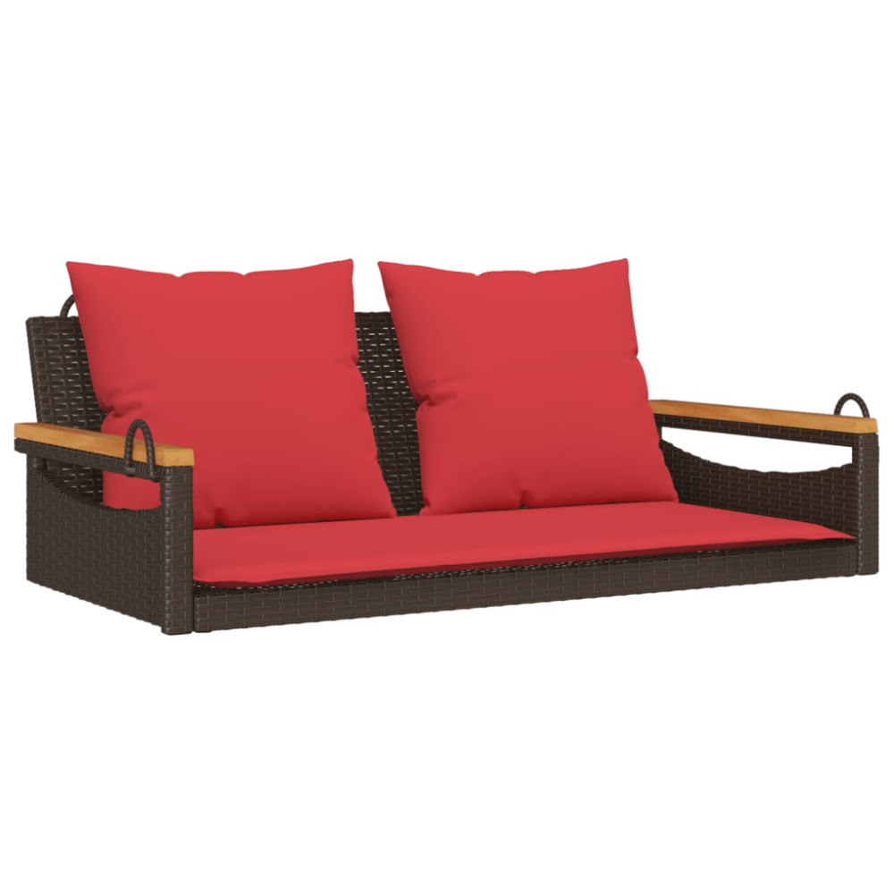 Produktbild för Gungbänk med dynor brun 109x62x40 cm konstrotting