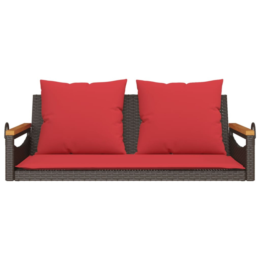 Produktbild för Gungbänk med dynor brun 109x62x40 cm konstrotting