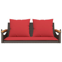 Produktbild för Gungbänk med dynor brun 109x62x40 cm konstrotting