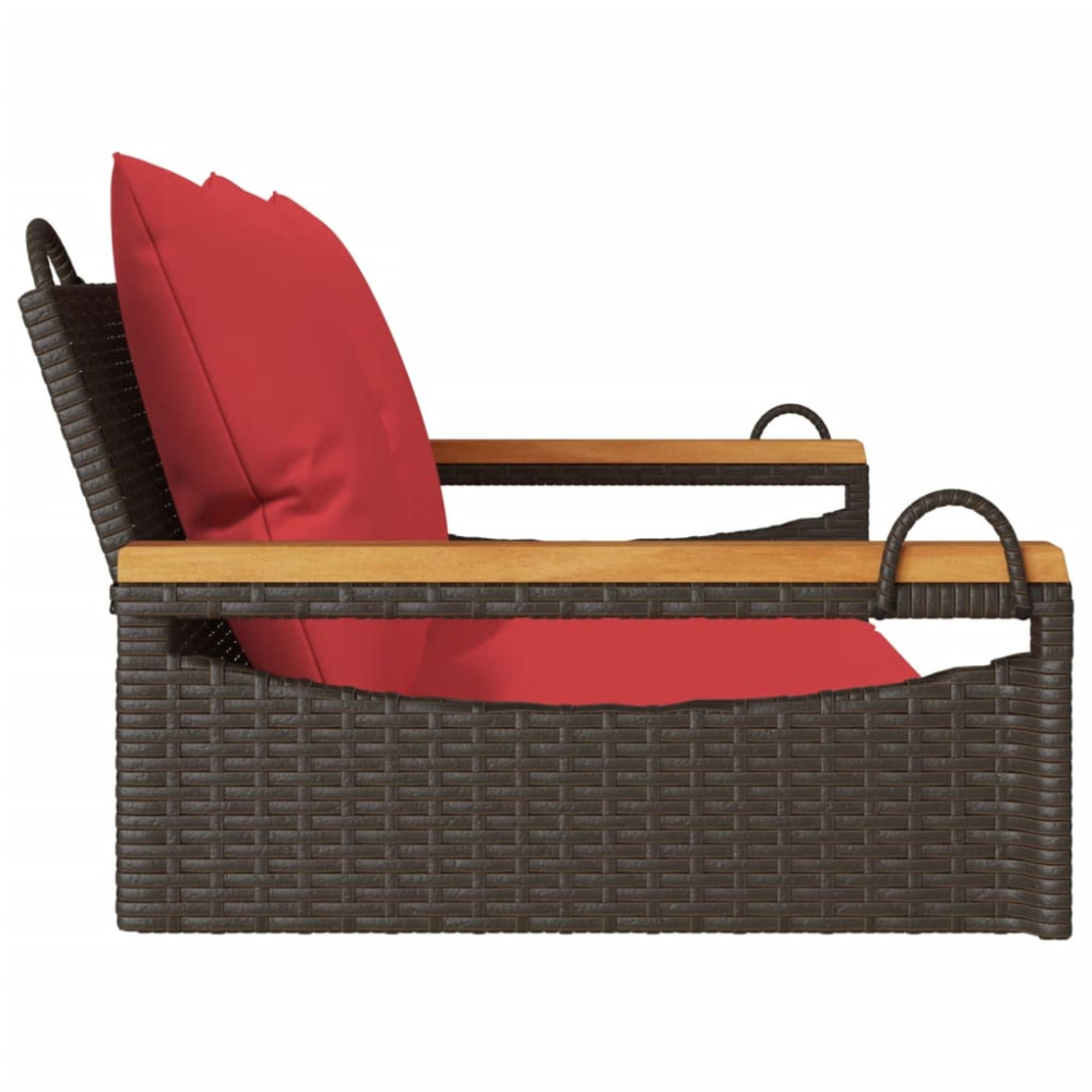 Produktbild för Gungbänk med dynor brun 109x62x40 cm konstrotting