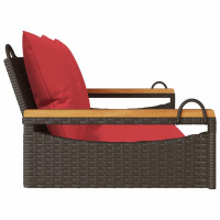 Produktbild för Gungbänk med dynor brun 109x62x40 cm konstrotting