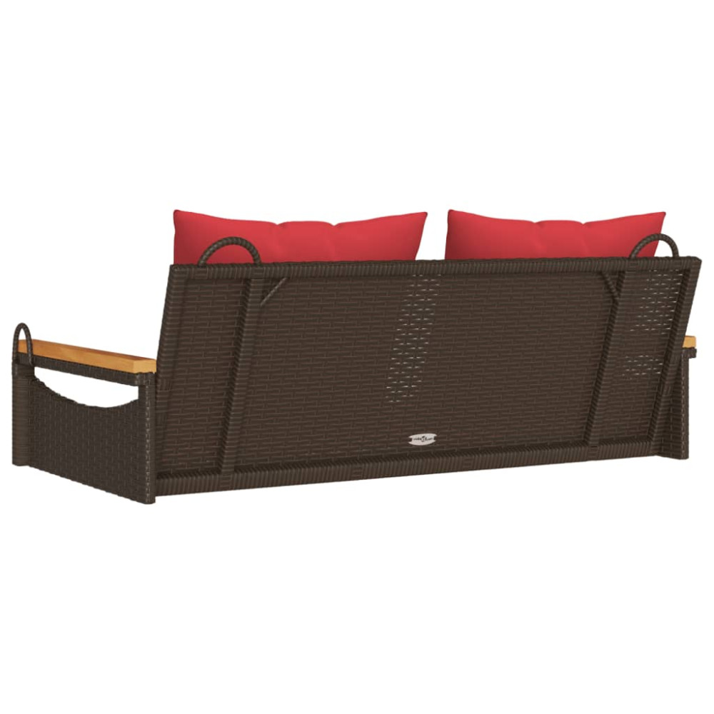 Produktbild för Gungbänk med dynor brun 109x62x40 cm konstrotting