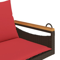 Produktbild för Gungbänk med dynor brun 109x62x40 cm konstrotting