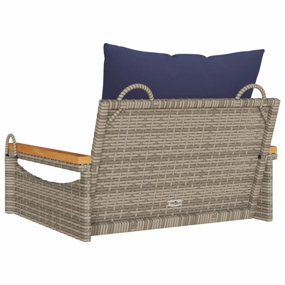 Produktbild för Gungbänk med dynor grå 63x62x40 cm konstrotting