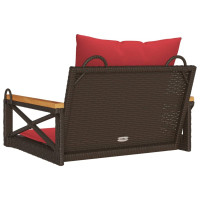 Produktbild för Gungbänk med dynor brun 63x62x40 cm konstrotting