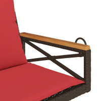 Produktbild för Gungbänk med dynor brun 63x62x40 cm konstrotting