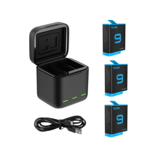 Telesin Telesin trekanalsbox för GoPro Hero 9 / Hero 10 + 3 batterie...