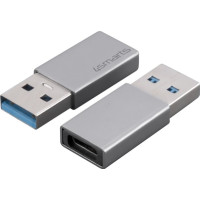 Produktbild för 4smarts 540275, USB Typ-A, USB Typ-C, Hanstik, Grå, Passiv,...