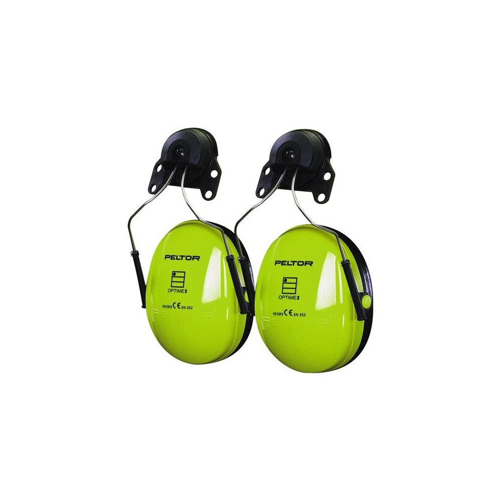 Produktbild för 3M Hörselskydd Optime III HI-VIZ för montering på hjälmar me...