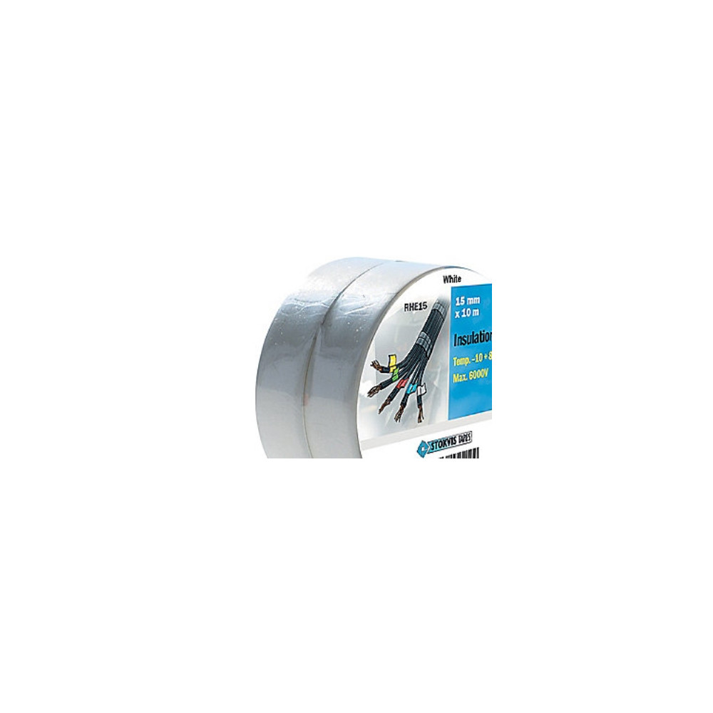 Produktbild för Stokvis PVC-tejp 15 mm x 10 m vit, kraftigt lim för hög/låg...