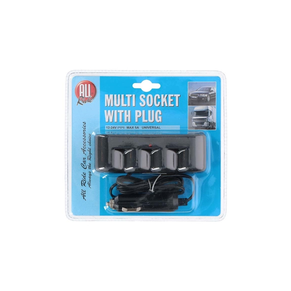 Produktbild för Allride cigarettändaradapter/fordelare, max 5A, 12V-24V/4 ut...