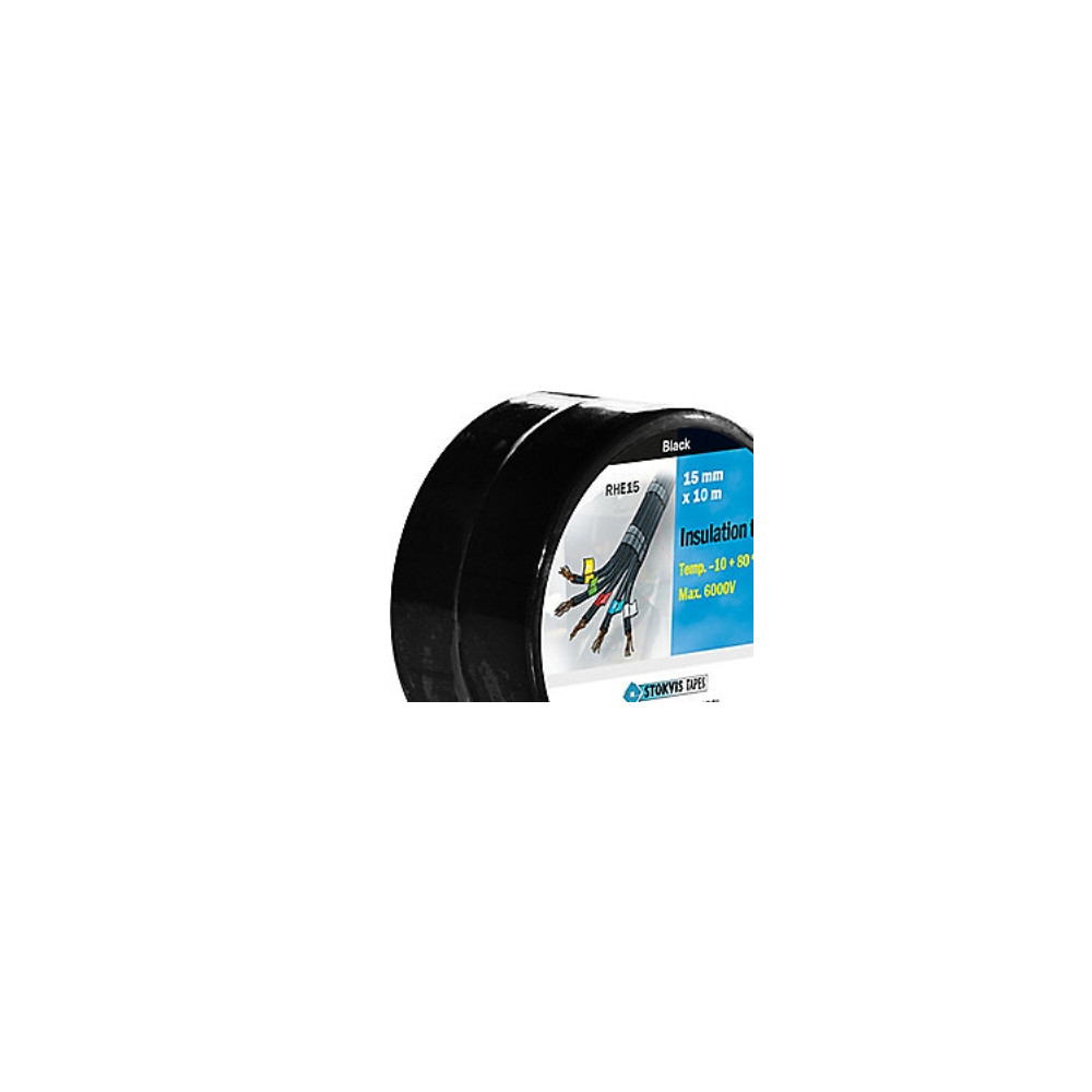 Produktbild för Stokvis PVC-tejp 15 mm x 10 m svart (iso.tape/kraftig häft)...