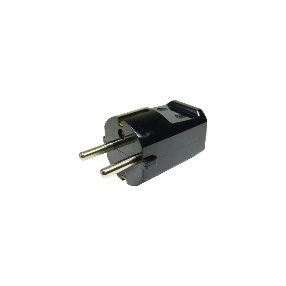 Produktbild för Schuko stickpropp rund med jordningsstift 16A 250V plast sva...