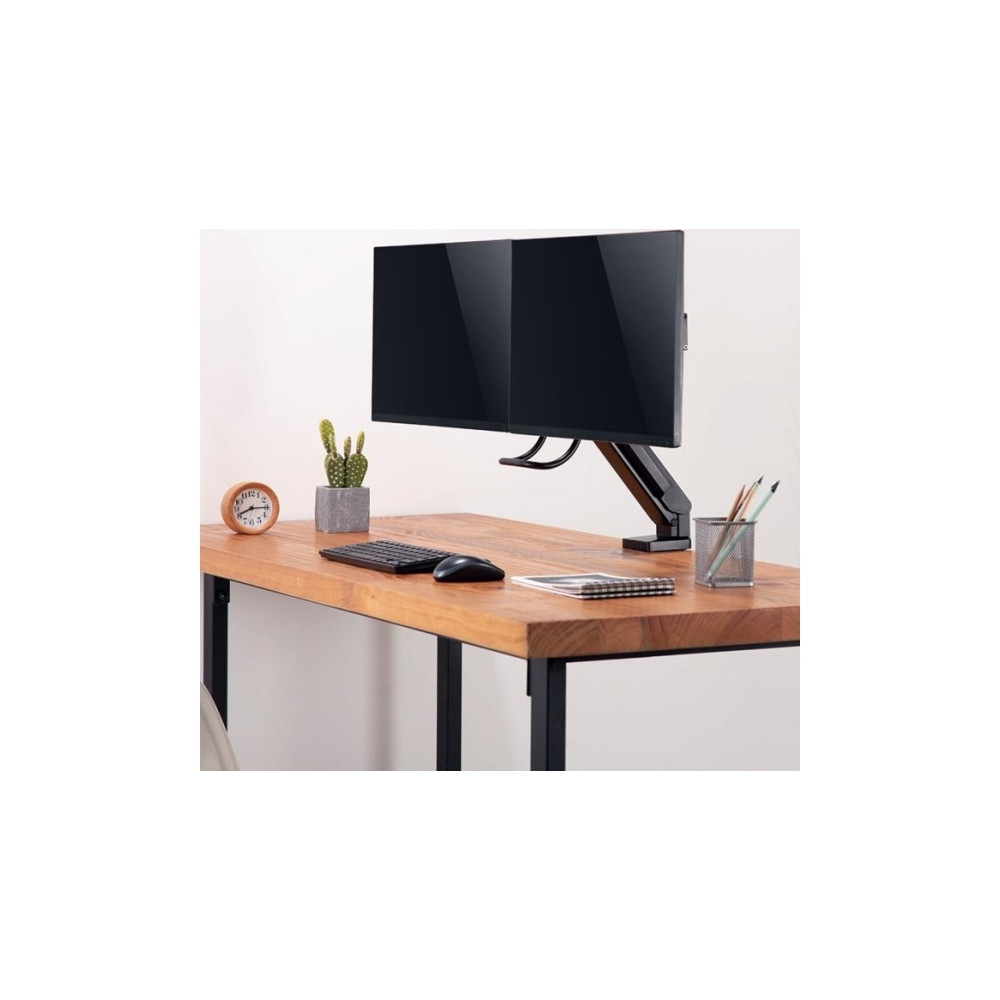 Produktbild för LogiLink monteringssats - platsbesparande - för 2 LCD-skärmar / böjd LCD-skärm - svart