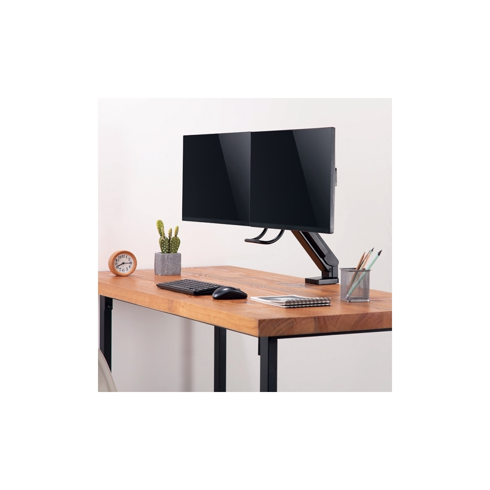 Produktbild för LogiLink monteringssats - platsbesparande - för 2 LCD-skärmar / böjd LCD-skärm - svart