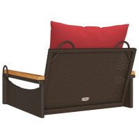 Produktbild för Gungbänk med dynor brun 63x62x40 cm konstrotting