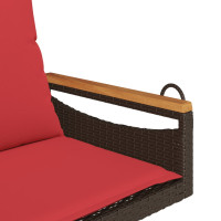 Produktbild för Gungbänk med dynor brun 63x62x40 cm konstrotting