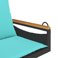 Produktbild för Gungbänk med dynor svart 63x62x40 cm konstrotting