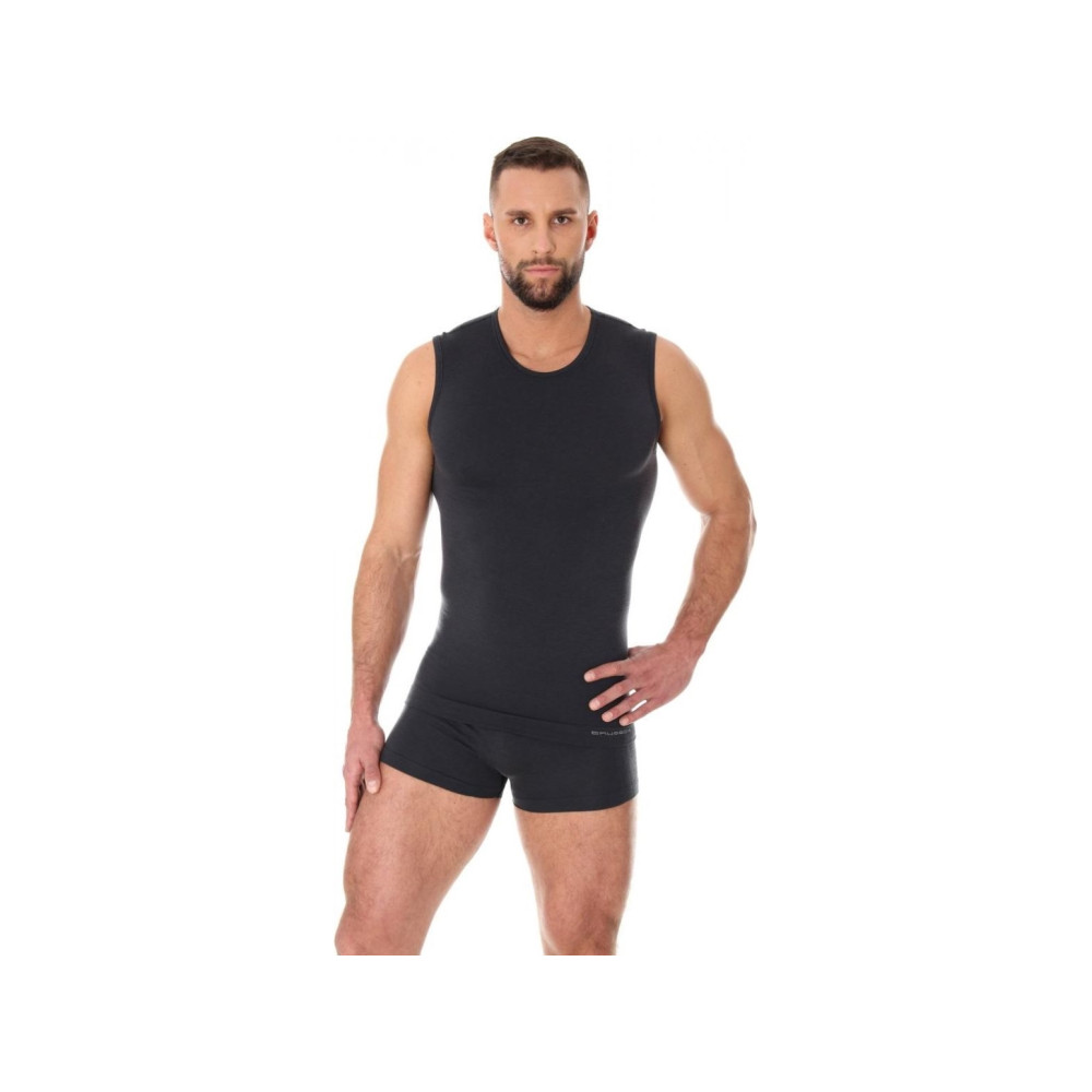 Produktbild för Brubeck ärmlös tröja i merinoull COMFORT WOOL grafit stl. XX...
