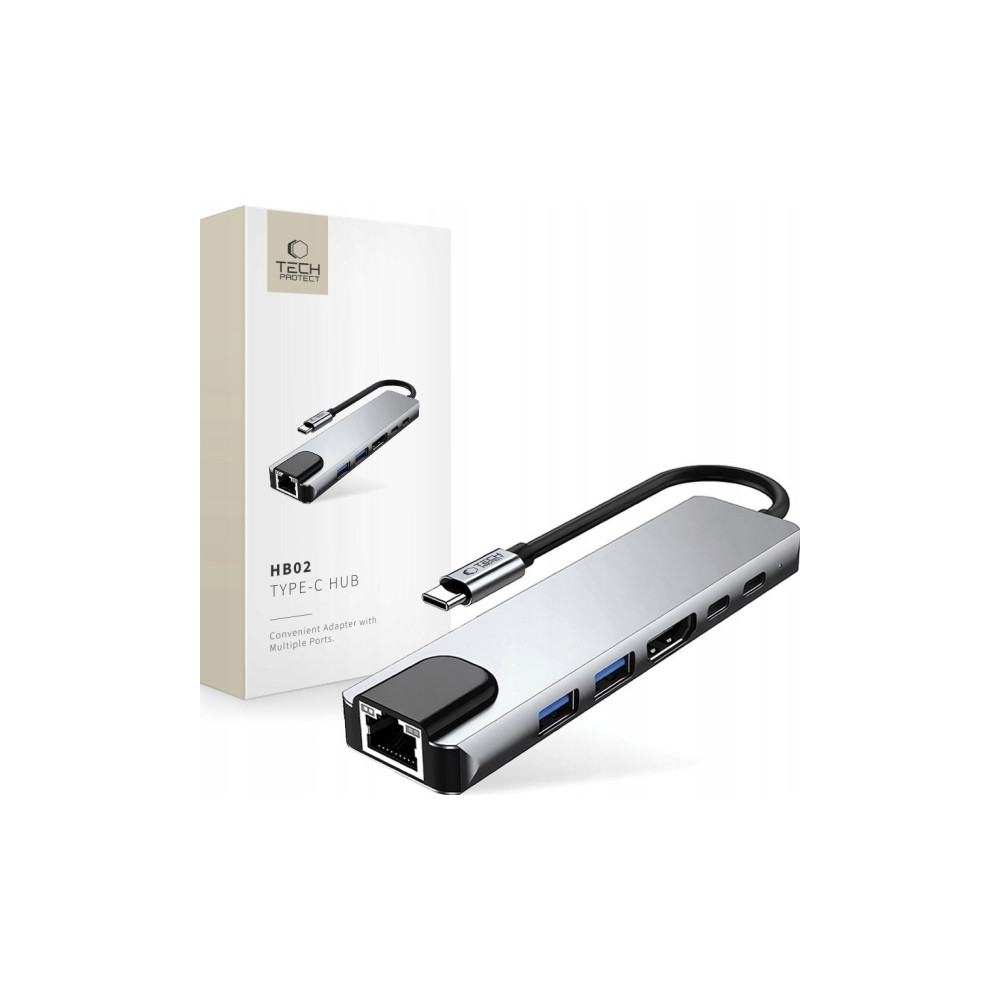 Produktbild för TECH-PROTECT HB02 hubbadapter 6-i-1 Type-C + USB 2.0 + USB 3...