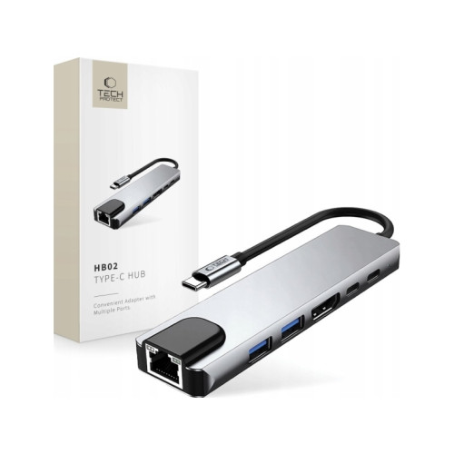 Tech-Protect TECH-PROTECT HB02 hubbadapter 6-i-1 Type-C + USB 2.0 + USB 3...