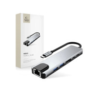 Produktbild för TECH-PROTECT HB02 hubbadapter 6-i-1 Type-C + USB 2.0 + USB 3...