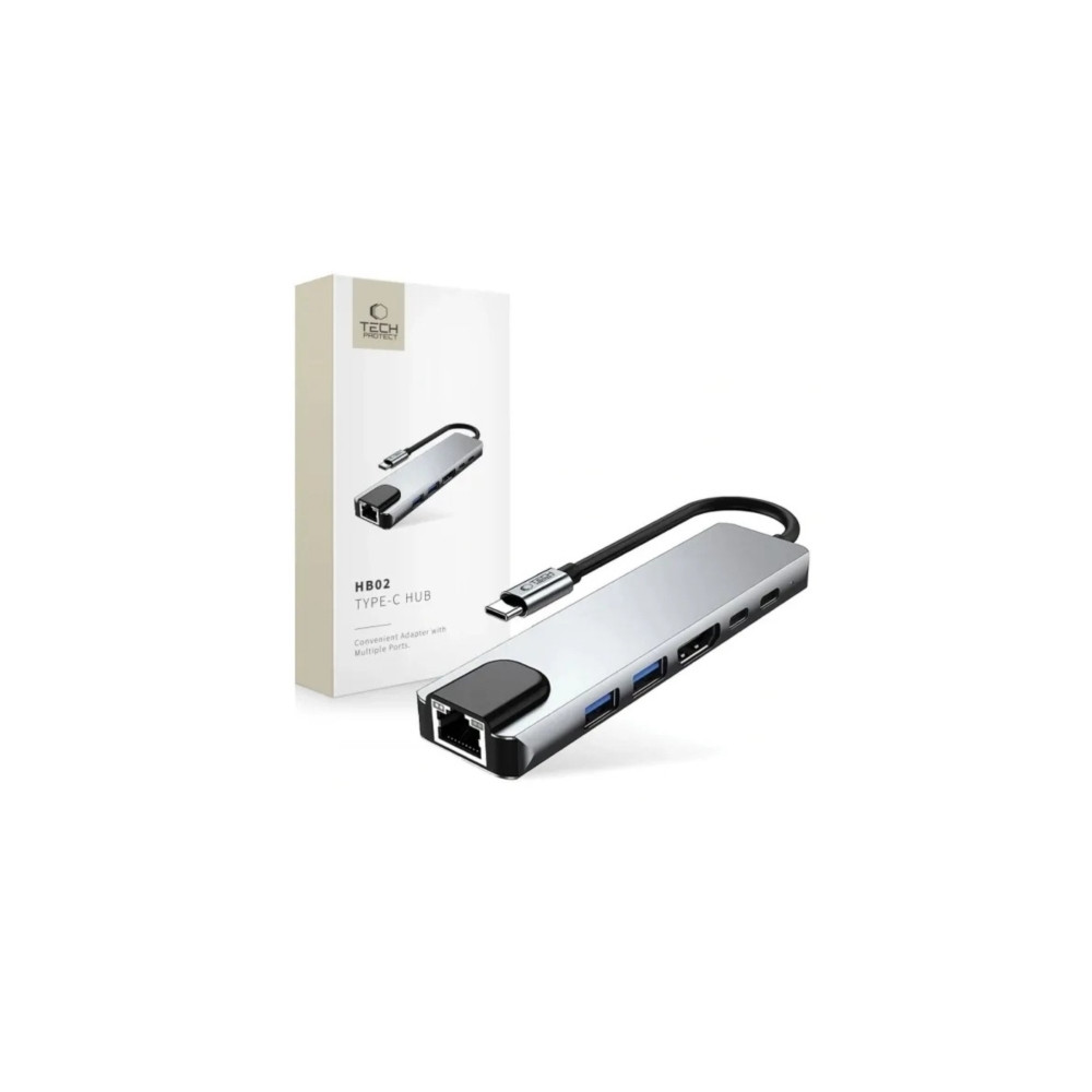 Produktbild för TECH-PROTECT HB02 hubbadapter 6-i-1 Type-C + USB 2.0 + USB 3...