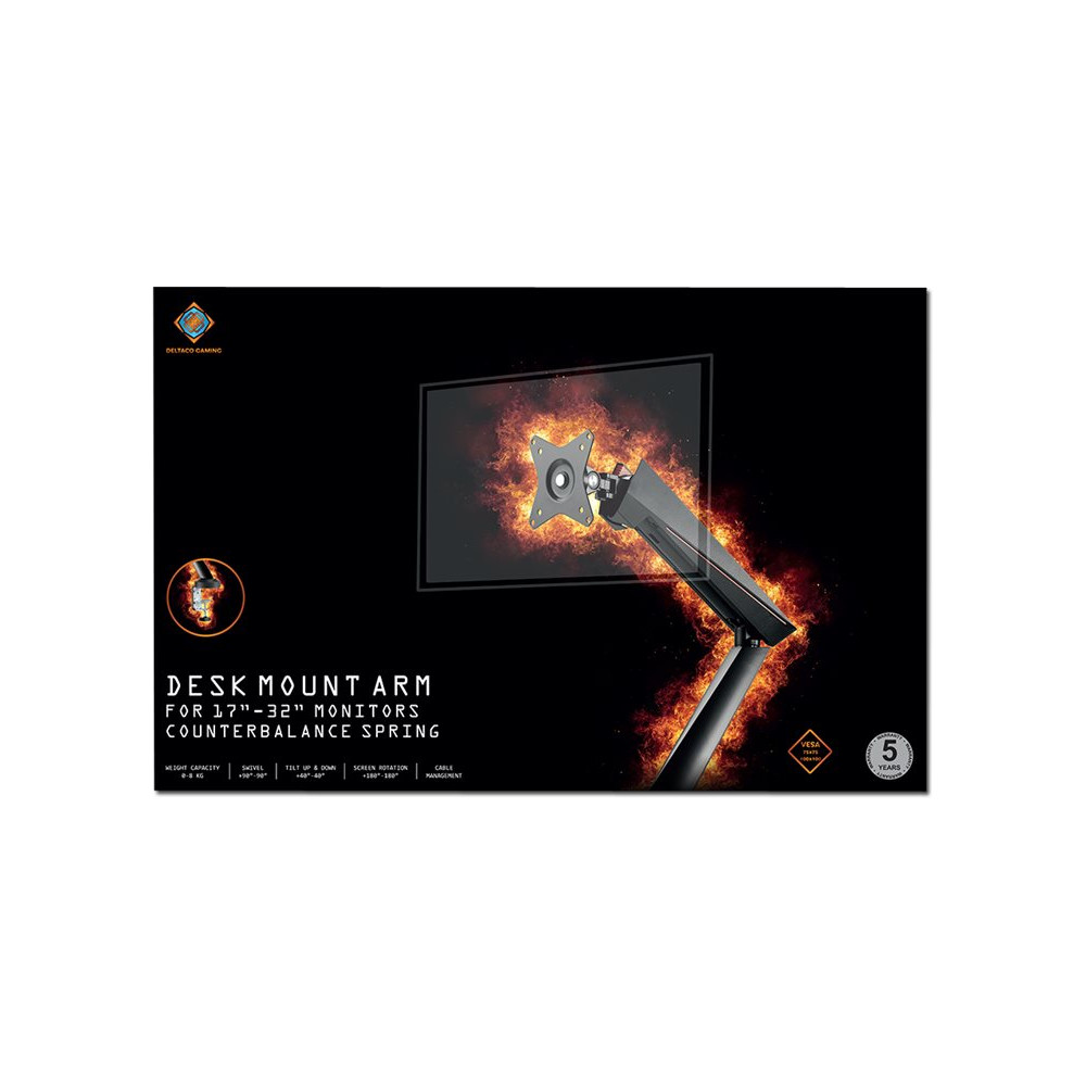 Produktbild för DELTACO GAMING GAM-101 Single Monitor Spring-Assisted Pro monteringssats - för LCD-display
