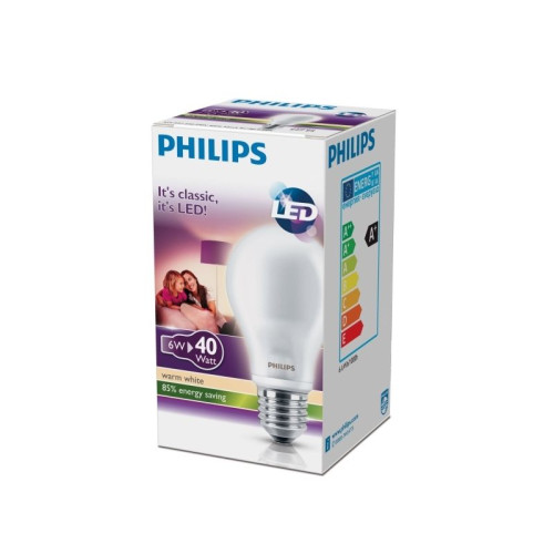 Philips Philips - LED-glödlampa - form: A60 - E27 - 6 W - varmt vitt ljus - 2700 K