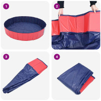 Produktbild för Barn Sim Pool Röd Ø200 x 30 cm Tjock PVC och Konstruerat Trä