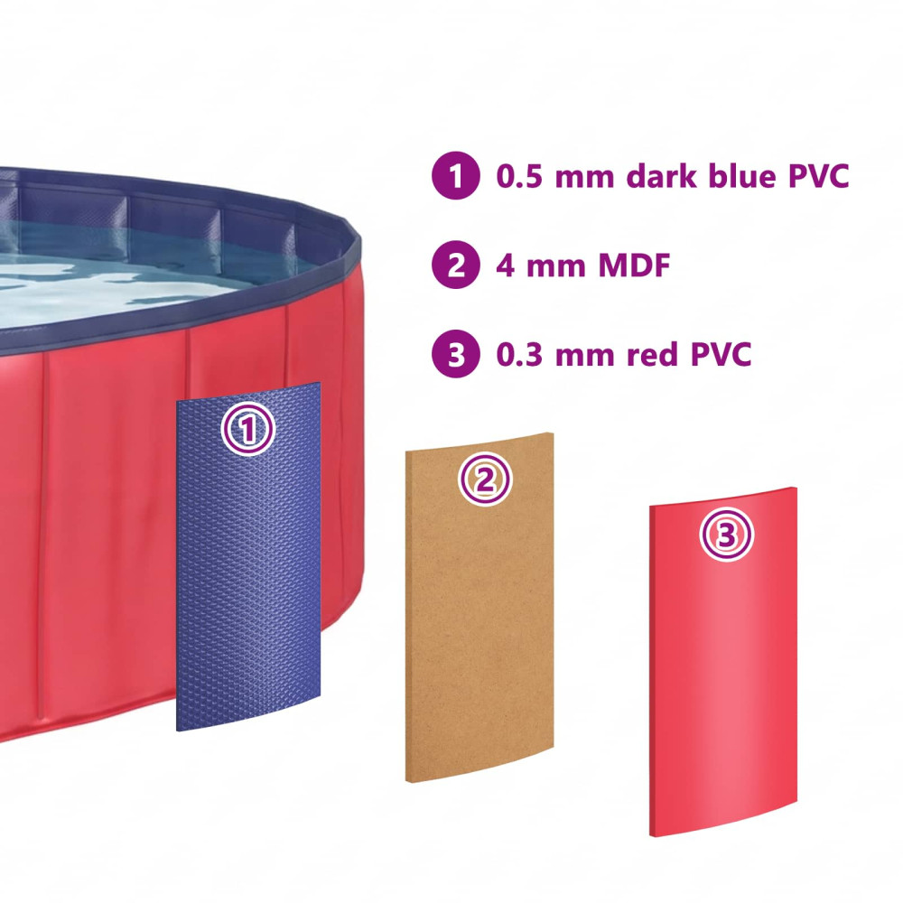 Produktbild för Barn Sim Pool Röd Ø300 x 38 cm Tjock PVC och Konstruerat Trä
