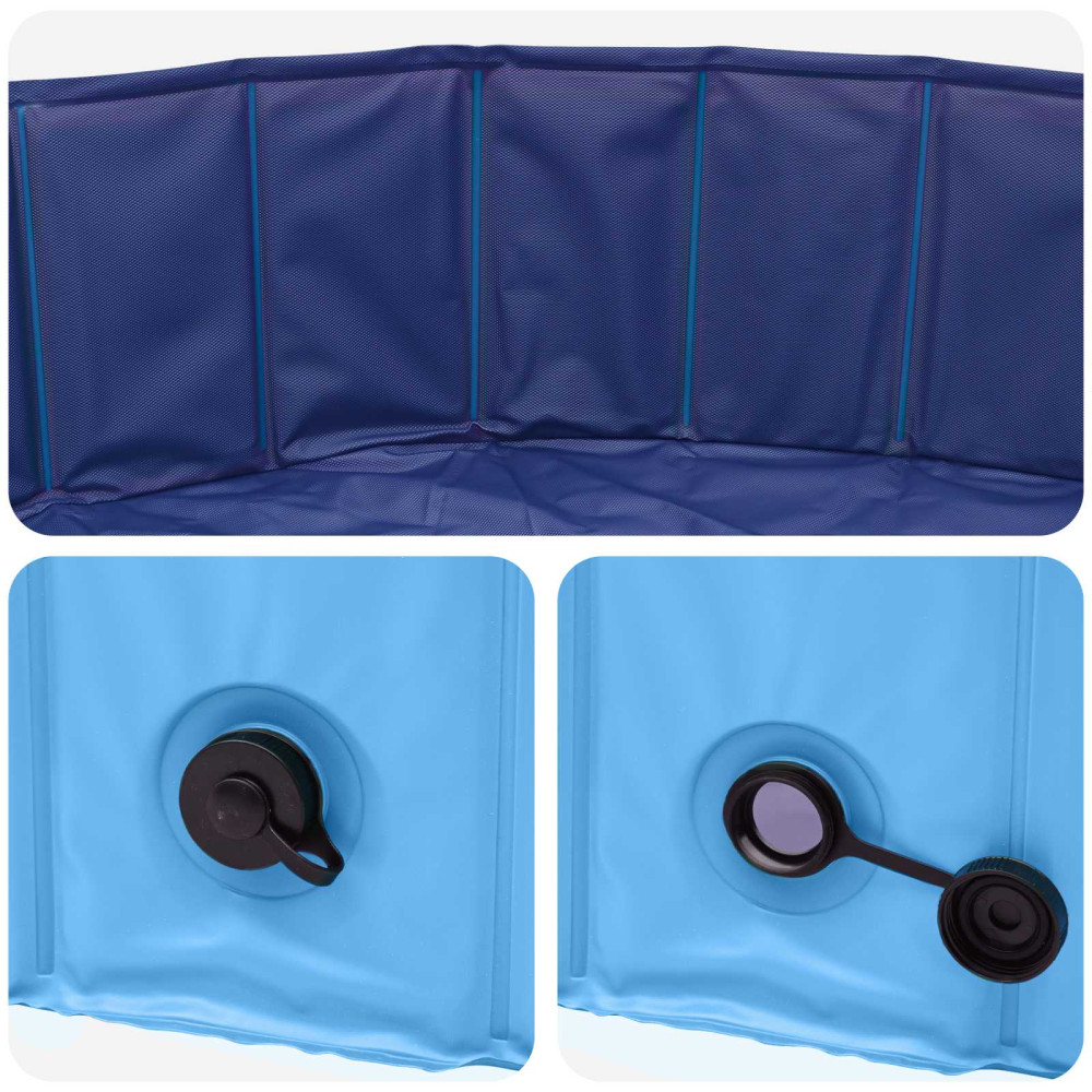 Produktbild för Barn Sim Pool Blå Ø200 x 30 cm Tjock PVC och Konstruerat Trä
