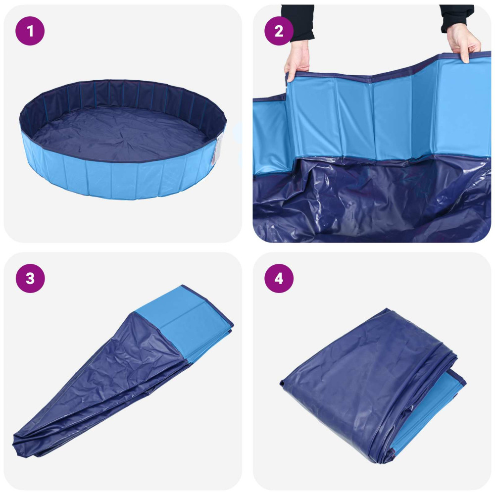 Produktbild för Barn Sim Pool Blå Ø300 x 38 cm Tjock PVC och Konstruerat Trä