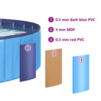 Produktbild för Barn Sim Pool Blå Ø300 x 38 cm Tjock PVC och Konstruerat Trä