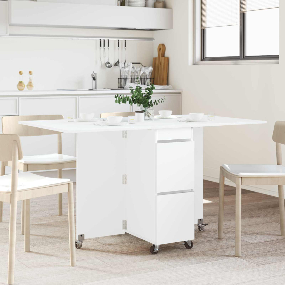 Produktbild för Matbord 140 x 80 x 77 cm Konstruerat trä Vit Rektangulär
