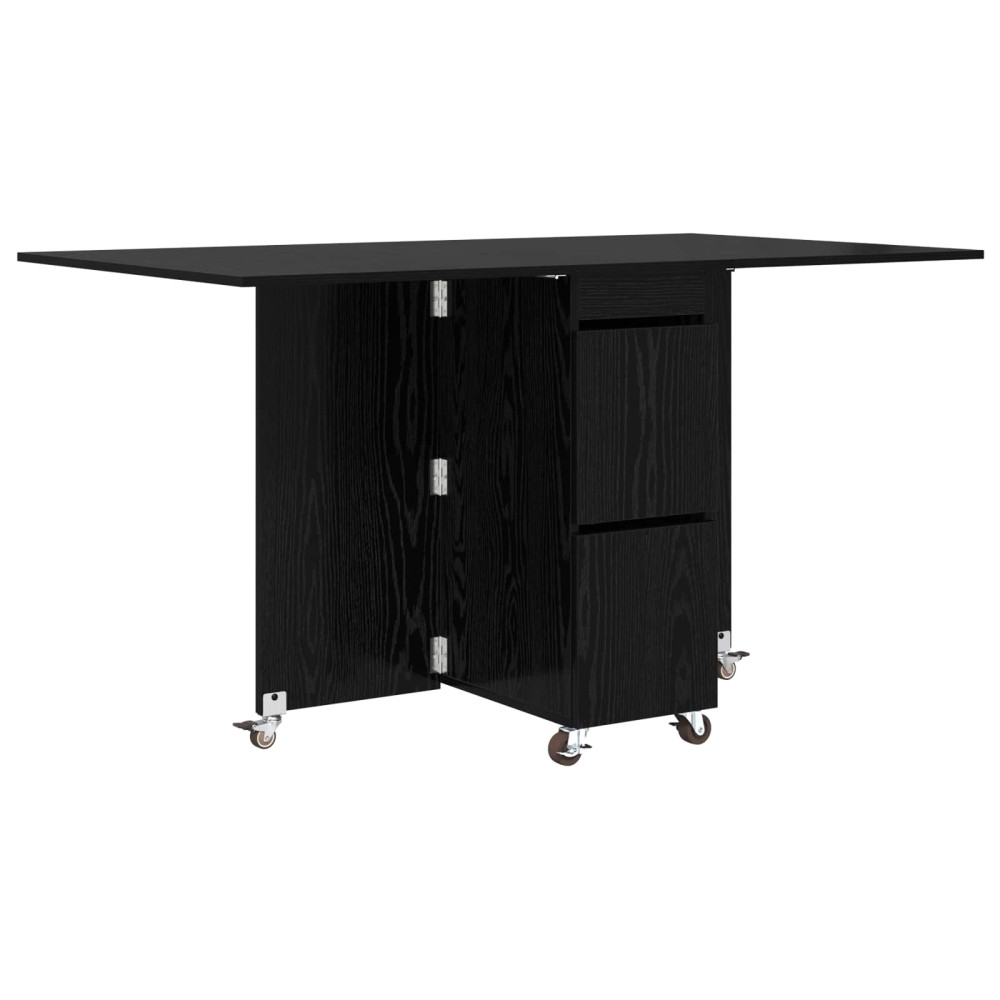 Produktbild för Matbord 2 pcs 140 x 80 x 77 cm Konstruerat trä Svart ek