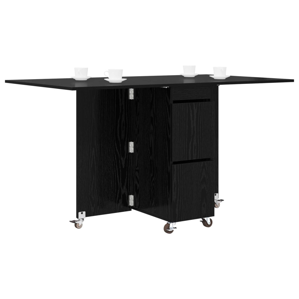 Produktbild för Matbord 2 pcs 140 x 80 x 77 cm Konstruerat trä Svart ek