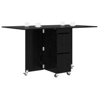 Produktbild för Matbord 2 pcs 140 x 80 x 77 cm Konstruerat trä Svart ek