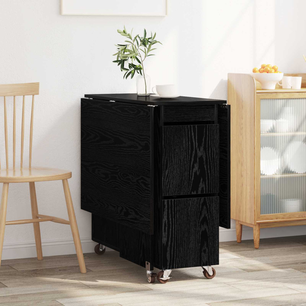 Produktbild för Matbord 2 pcs 140 x 80 x 77 cm Konstruerat trä Svart ek
