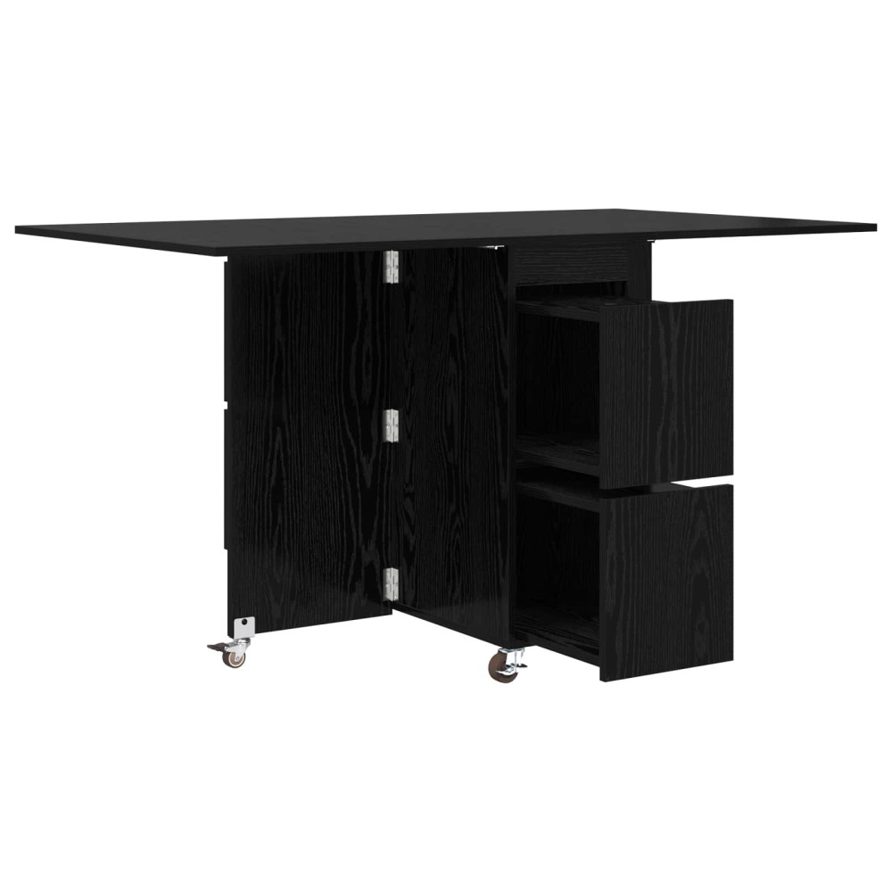 Produktbild för Matbord 2 pcs 140 x 80 x 77 cm Konstruerat trä Svart ek