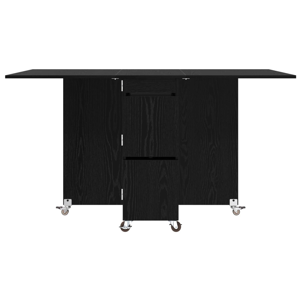 Produktbild för Matbord 2 pcs 140 x 80 x 77 cm Konstruerat trä Svart ek