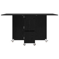 Produktbild för Matbord 2 pcs 140 x 80 x 77 cm Konstruerat trä Svart ek