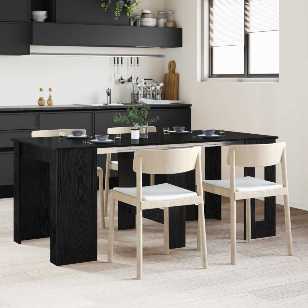 Produktbild för Matbord 180 x 85 x 75 cm Konstruerat trä Svart ek Rektangulär