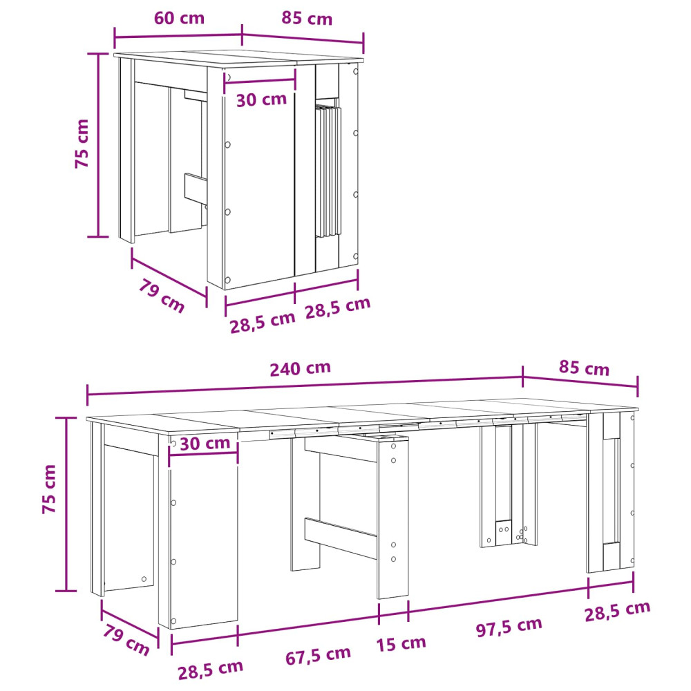 Produktbild för Matbord 240 x 85 x 75 cm Konstruerat trä Sonoma-ek Rektangulär