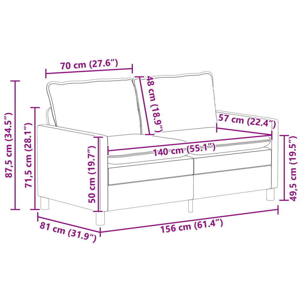 Produktbild för Soffa Turkos 156 x 81 x 87,5 cm Sammet