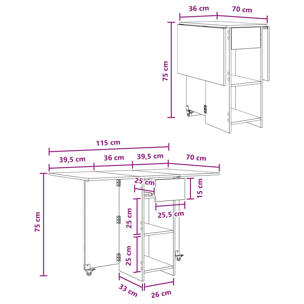 Produktbild för Matbord 115 x 70 x 75 cm Konstruerat trä Grå Sonoma Rektangulär