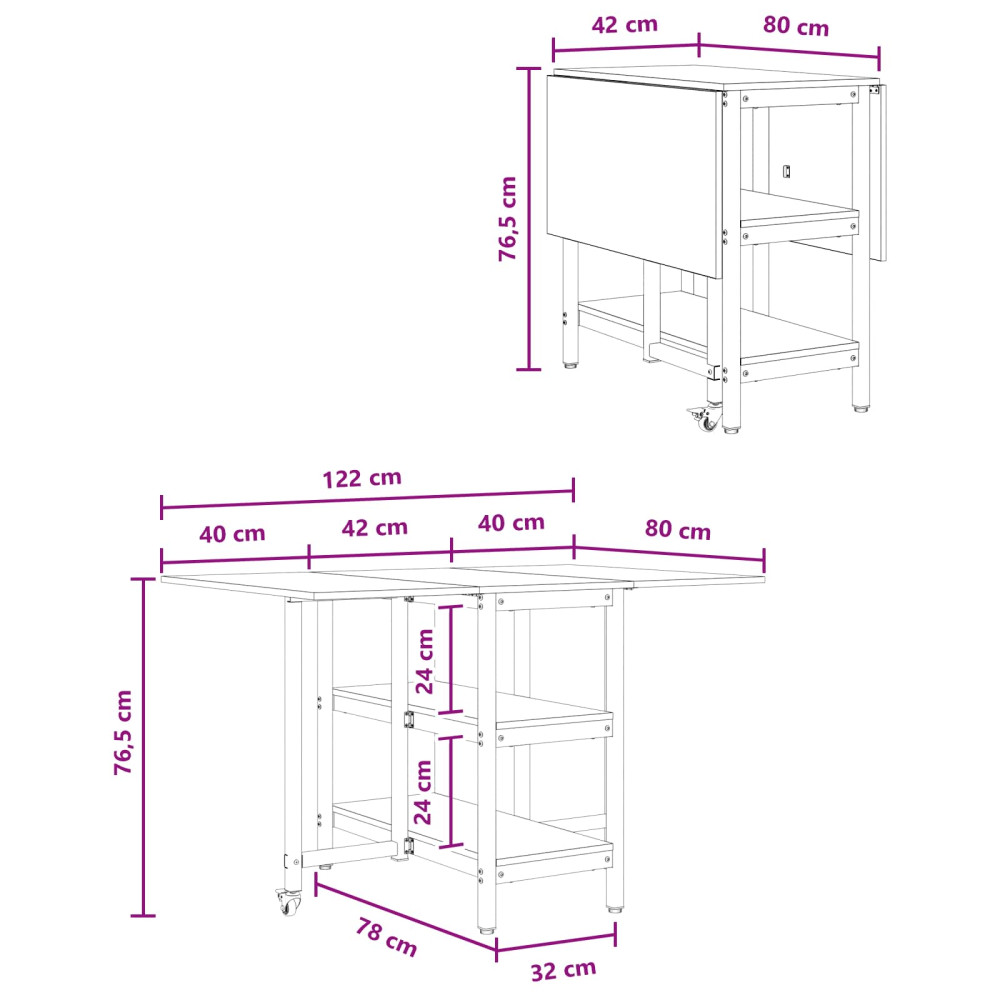 Produktbild för Matbord 122 x 80 x 76,5 cm Konstruerat trä Rökt ek Rektangulär
