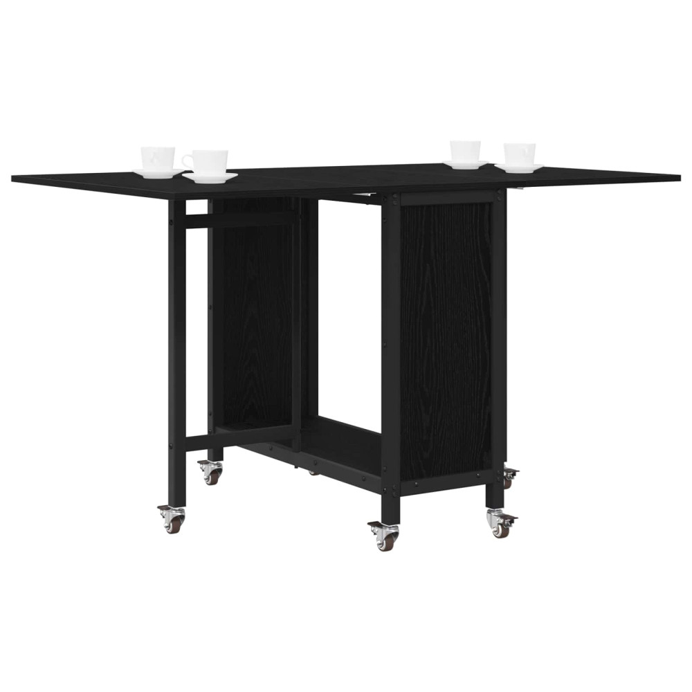 Produktbild för Hopfällbart matbord med hjul 130 x 80 x 76,5 cm Konstruerat trä